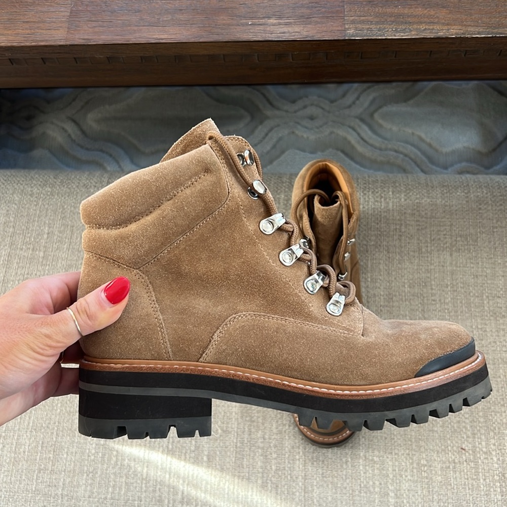 Marc fisher camel tan lace up boots